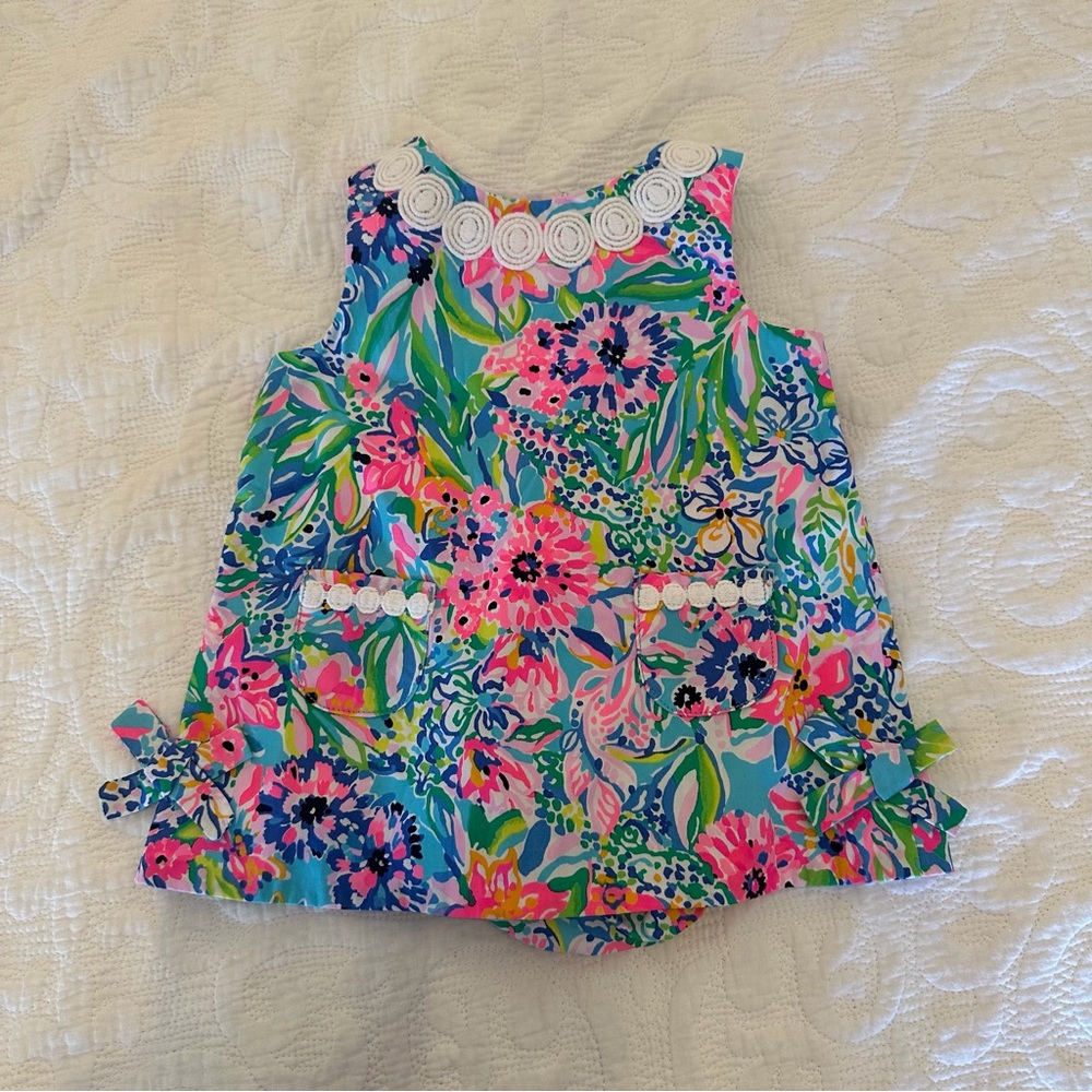 Lilly Pulitzer Pink and Blue Floral Baby Lilly Shift Dress